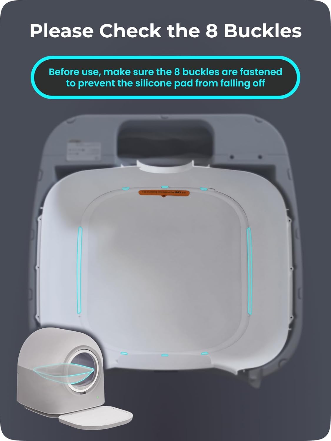 ABRCT Selbstreinigende Katzentoilette PRO, Katzenklo Selbstreinigend XXL, Wägbar, Hygienisch, Geruchsneutral, APP-Steuerung, Große Fassungsvermögen für Mehrere Katzen, mit Katzenstreu Matte