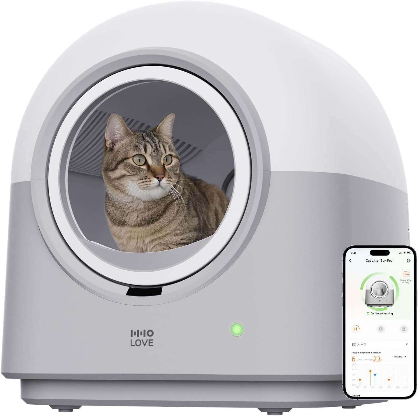 ABRCT Selbstreinigende Katzentoilette PRO, Katzenklo Selbstreinigend XXL, Wägbar, Hygienisch, Geruchsneutral, APP-Steuerung, Große Fassungsvermögen für Mehrere Katzen, mit Katzenstreu Matte