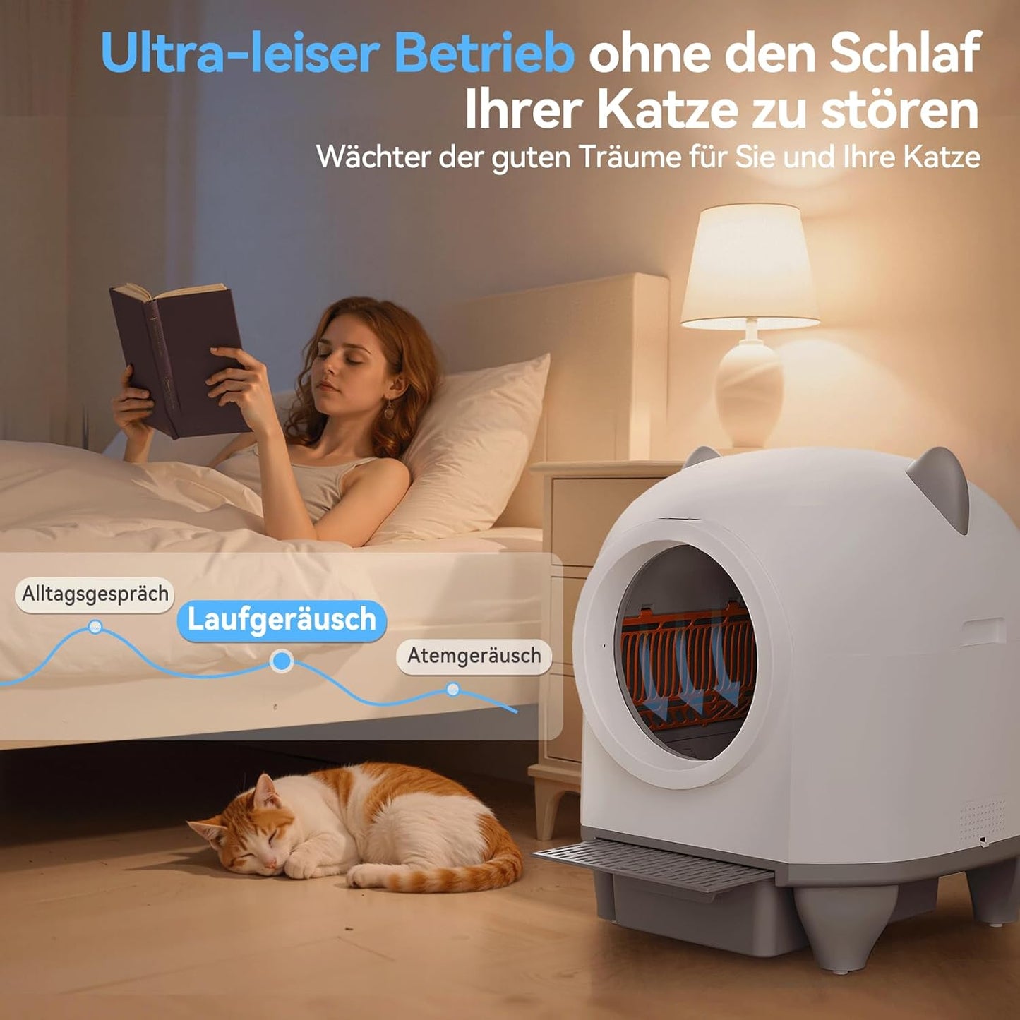 TRIUMPHKEY Katzenklo Selbstreinigend, 90L+8,5L Große Kapazität, Katzenohr-Design, App-Steuerung, 10 Tage ohne Reinigung, Für Mehrkatzenhaushalte selbstreinigende Katzentoilette XXL