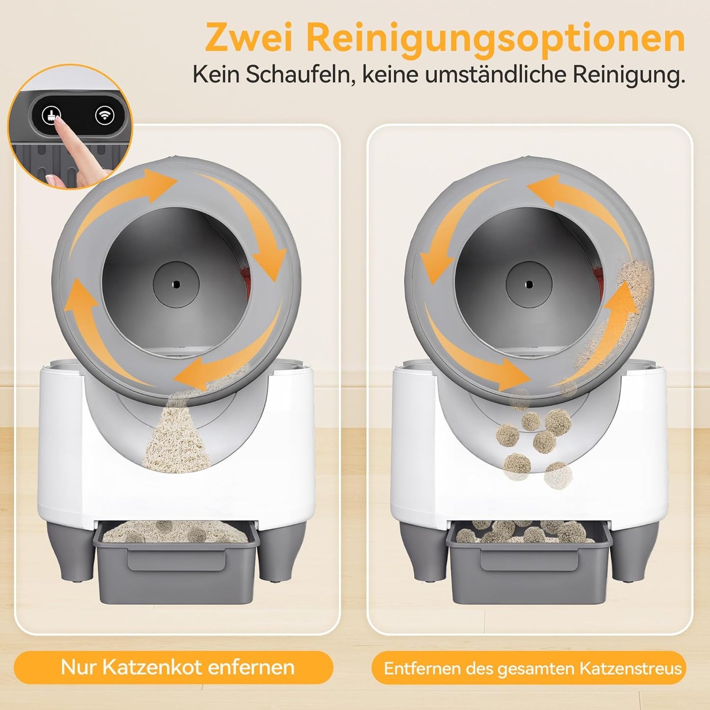 Devoko 90L Selbstreinigende Katzentoilette, Katzenklo Elektrisches mit Müllbeutel und Matte Große Kapazität Sofortige Reinigung, Ideal für Große Katzen, Geeignet für Mehrkatzenhaushalte