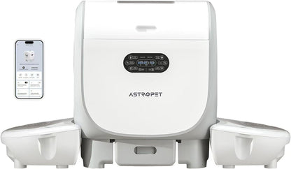 AstroPet 101L Selbstreinigende Katzentoilette mit Matte,APP Steuerung,Groß XXL Katzenklo Selbstreinigend für Mehrere Katzen,Zwei Eingängen,UV-Sterilisation,Desodorierung mit negativen Sauerstoff-Ionen