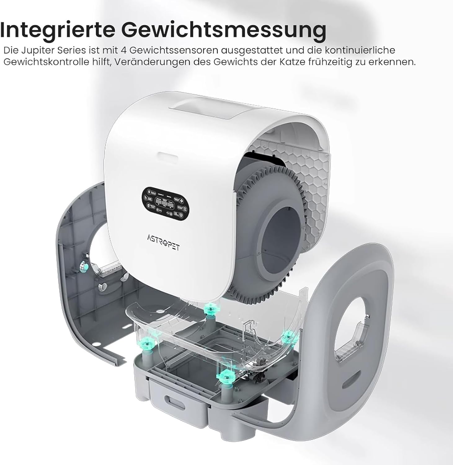 AstroPet 101L Selbstreinigende Katzentoilette mit Matte,APP Steuerung,Groß XXL Katzenklo Selbstreinigend für Mehrere Katzen,Zwei Eingängen,UV-Sterilisation,Desodorierung mit negativen Sauerstoff-Ionen