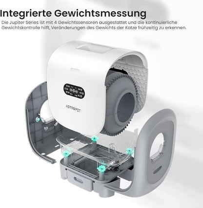 AstroPet 101L Selbstreinigende Katzentoilette mit Matte,APP Steuerung,Groß XXL Katzenklo Selbstreinigend für Mehrere Katzen,Zwei Eingängen,UV-Sterilisation,Desodorierung mit negativen Sauerstoff-Ionen