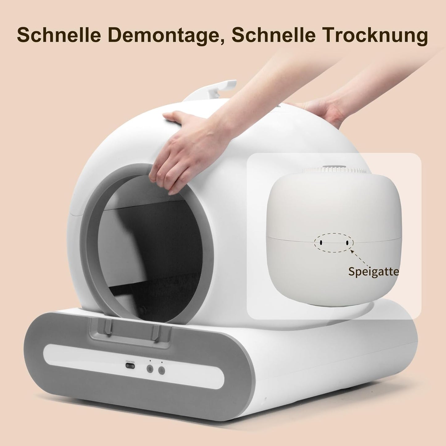 DOEL Upgrade Selbstreinigende Katzentoilette 65L Große Kapazität, Dreifacher Sicherheitsschutz, Automatische Katzentoilette APP-Gesundheitsüberwachung, Für Mehreren Katzen Geeignet mit Matte Einlagen