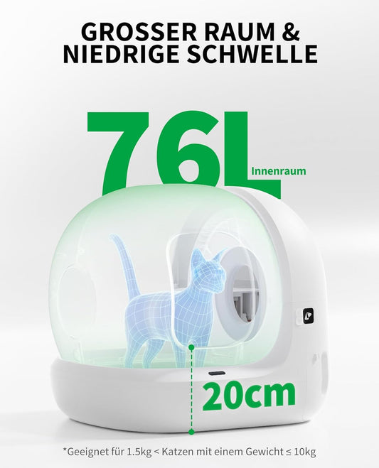 PETKIT Pura Max 2 Selbstreinigende Katzentoilette, 76L Katzenklo Selbstreinigend,xSecure,Geruchsbeseitigung,App-Steuerung,Große Fassungsvermögen,Automatisches Katzenklo für Mehrere Katzen