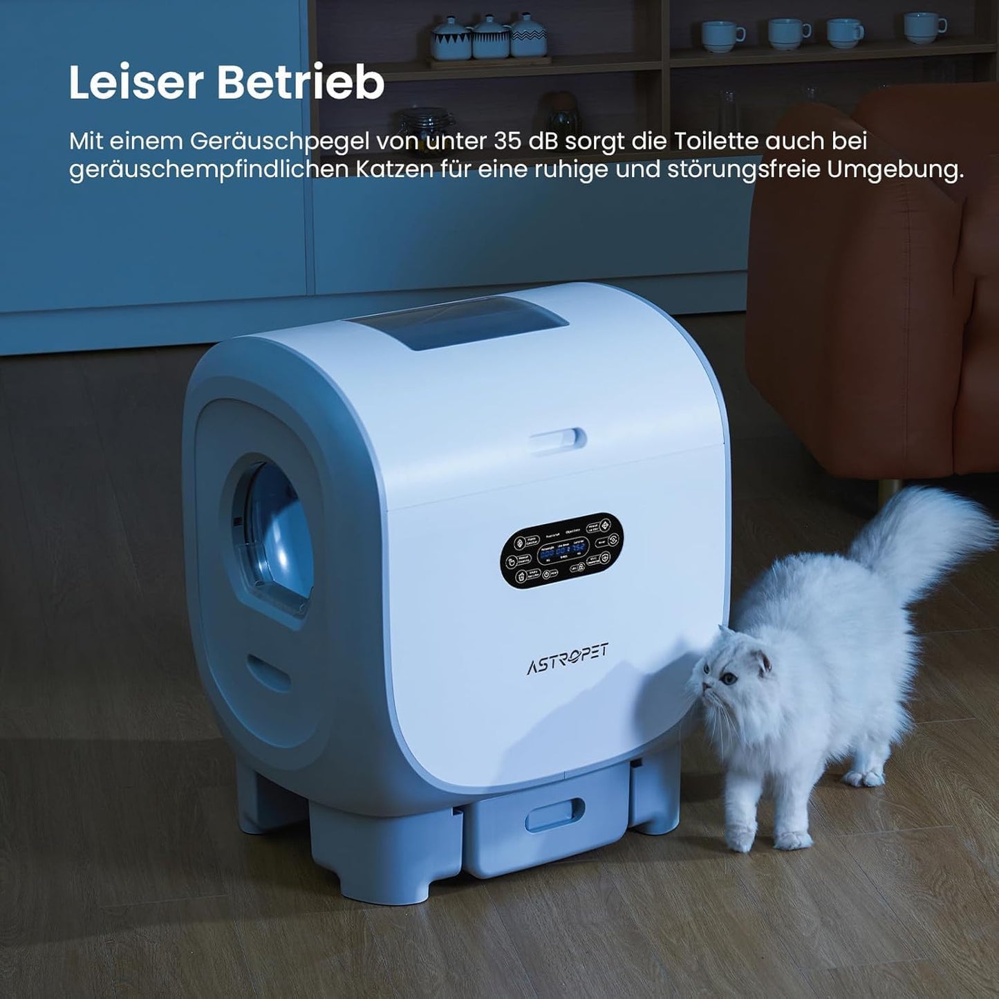 AstroPet 101L Selbstreinigende Katzentoilette mit Matte,APP Steuerung,Groß XXL Katzenklo Selbstreinigend für Mehrere Katzen,Zwei Eingängen,UV-Sterilisation,Desodorierung mit negativen Sauerstoff-Ionen
